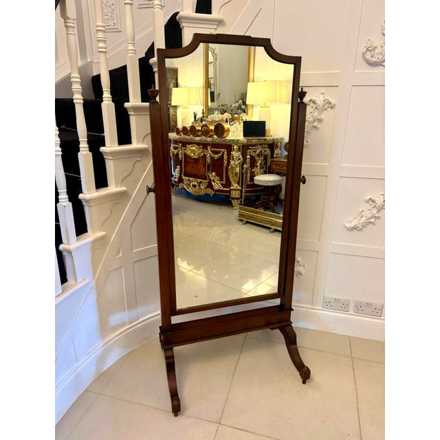 Antique Edwardian Carved Mahogany Cheval Mirror, 1900s For Sale - Image 9 of 9