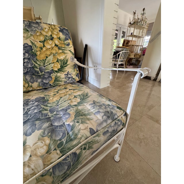 1970s Palm Beach Regency Wrought Iron Patio Set - Sofa and 2 Arm Chairs For Sale In Miami - Image 6 of 15