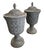 2000 - 2009 Pair of Neoclassical Style Basketweave Lead Garden Urns With Finial Lids For Sale - Image 5 of 10