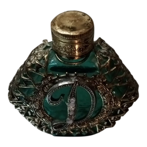 Exquisite 1920 Signed Czech Glass Perfume Bottle W/ Gilted Brass Filigree