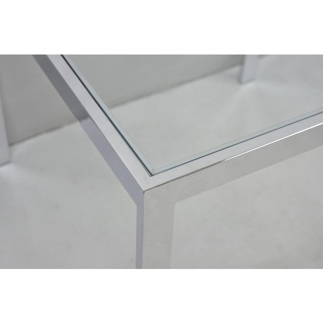 Mid Century Modern Polished Chrome Glass Top Square Occasional Side End Table For Sale - Image 4 of 7