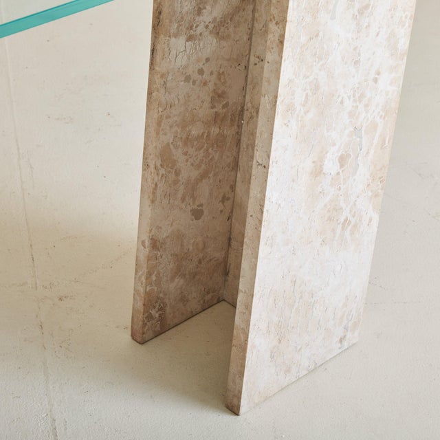 Brazilian Stone Console Table with Glass Top, 1980s For Sale - Image 9 of 11