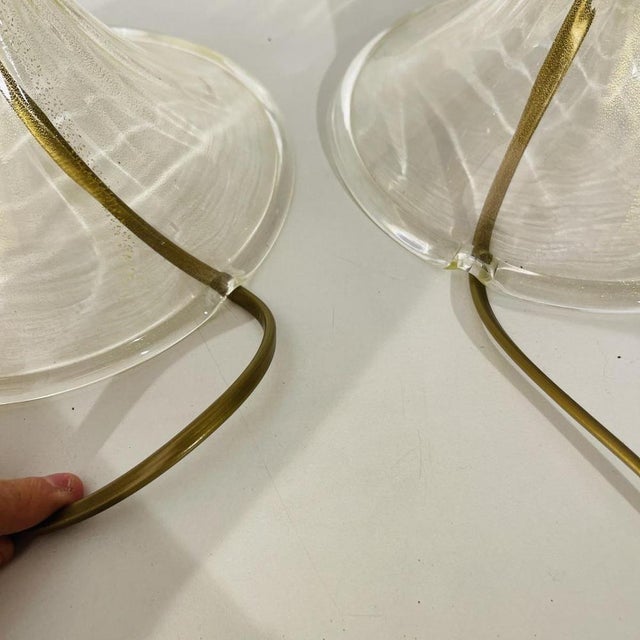 Hollywood Regency Mushroom Lamps in Gilded Sequined Murano Glass from Barovier & Toso, 1980s, Set of 2 For Sale - Image 13 of 15