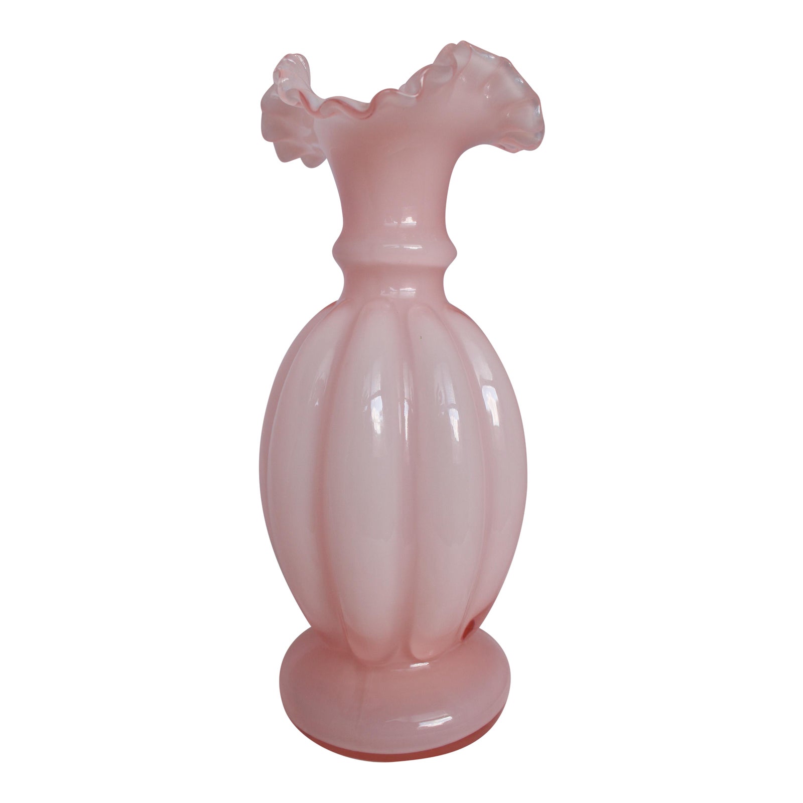 Antique Pink Fluted Edge Glass Vase Chairish