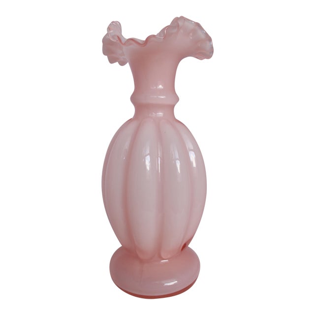 Antique Pink Fluted Edge Glass Vase Chairish