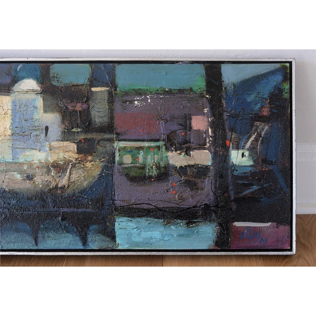 1960s Signed Mid Century Horizontal Abstract Painting For Sale - Image 9 of 15