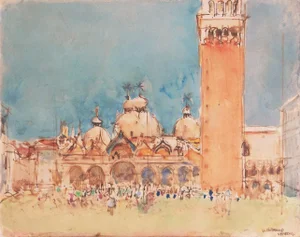 'St Mark's Square, Venice' by Victor Isbrand, Paris, Post-Impressionist, Charlottenborg Palace