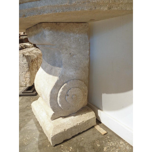 French Carved Limestone Demi-Lune Console Table From the South of France For Sale - Image 3 of 15
