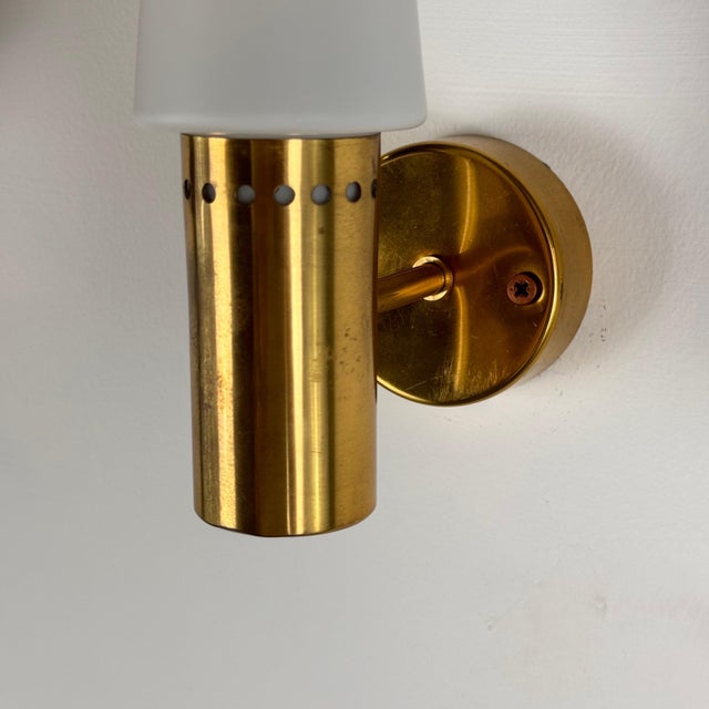 1960s Brass and White Opaline Glass Wall Lights from Hans-Agne Jakobsson Ab Markaryd, Sweden, 1960s, Set of 2 For Sale - Image 5 of 18