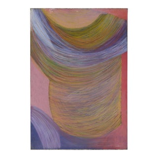 "Untitled #2", Abstract Geometric Vertical Pastel With Purple & Green by Renee Harwin For Sale