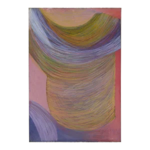 "Untitled #2", Abstract Geometric Vertical Pastel With Purple & Green by Renee Harwin