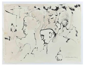 Mino Maccari, Seductive Woman, Ink & Watercolor Drawing, 1960s