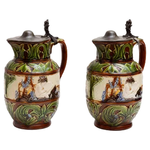 Pottery Jugs from Imperiale Royale, NIMY, Belgium, Set of 2