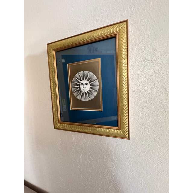 Vintage Piero Fornasetti "Soli" Sun Face Framed Print - Sole VI For Sale - Image 6 of 8