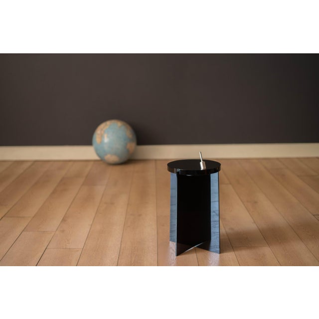 Black Vintage Rotating National Geographic World Globe With Black Lucite Floor Stand For Sale - Image 8 of 10
