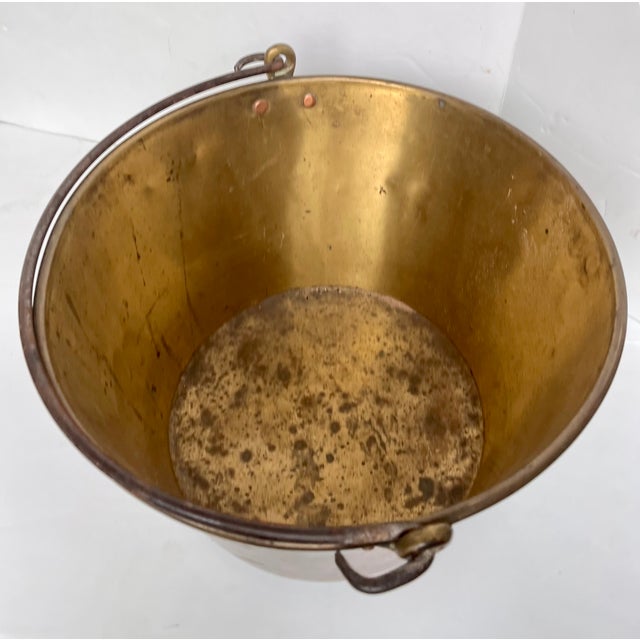 Late 1800s Brass Pot/Cauldron/Planter With Hand Forged Iron Handle For Sale - Image 10 of 15