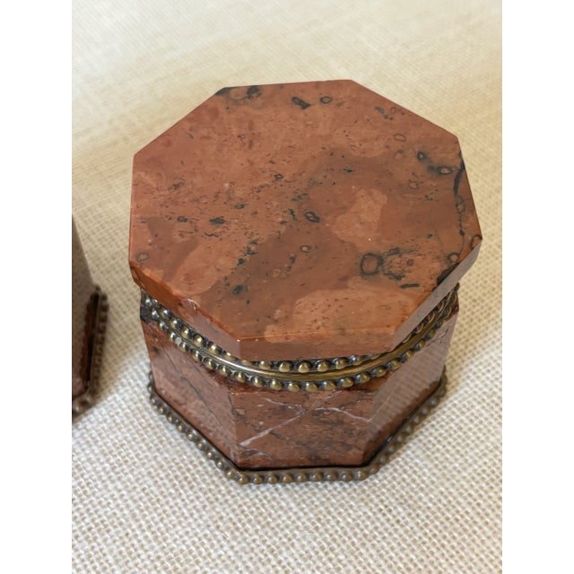 Pair Antique 19th Century Red Marble Bronze French Neoclassical Boxes / Inkwells For Sale - Image 10 of 12