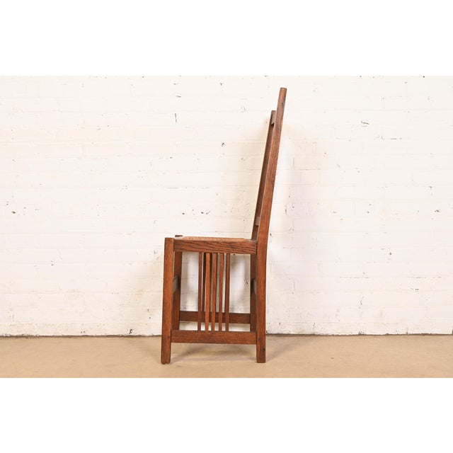 Gustav Stickley Antique Mission Oak Arts & Crafts Spindle Side Chair or Dining Chair, Circa 1900 For Sale - Image 9 of 11