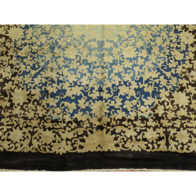 Chinese Zabihi Collection Floral Antique Chinee Rug - 8'11" x 11'5" For Sale - Image 3 of 11