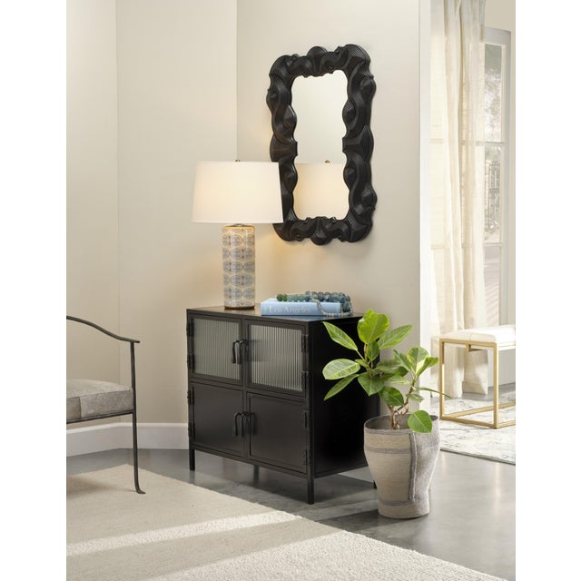 2020s Jamie Young Orbital Table Lamp in Cream and Blue Patterned Ceramic For Sale - Image 5 of 7