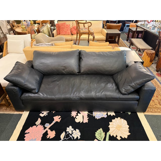 Animal Skin Restoration Hardware the Cloud Sofa, Ebony Cavalo Leather. Original Price: $15,865 For Sale - Image 7 of 11
