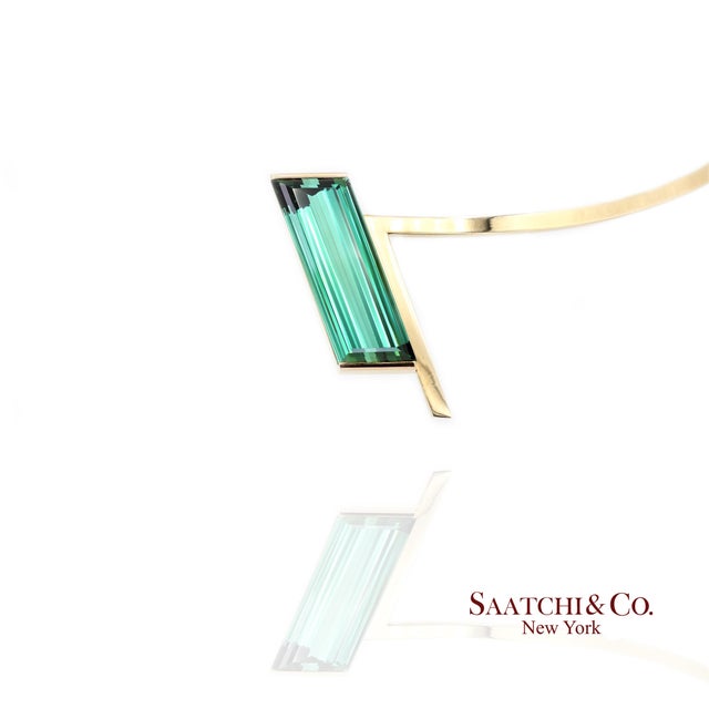Contemporary 18k (750) Yellow Gold Stylish Tourmaline Necklace For Sale - Image 3 of 14