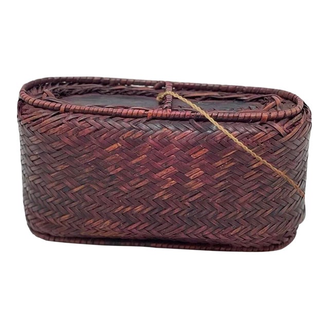Vintage Southeast Asia Tobacco Storage Basket. For Sale