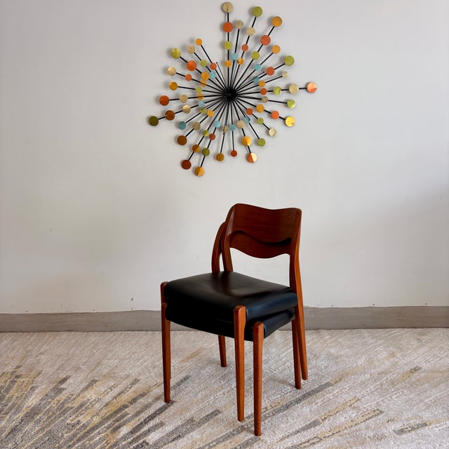1960s Niels Møller Model 71 Teak Dining Chairs – Newly Reupholstered Black Leather (Pair) For Sale - Image 11 of 11
