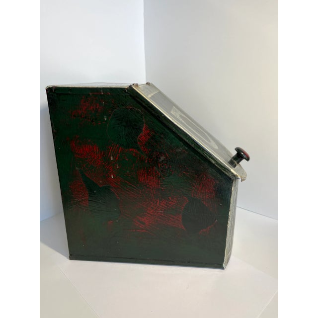 American Vintage Breadbox Tin Toleware Abstract Design One-Of-A-Kind Shape For Sale - Image 3 of 12