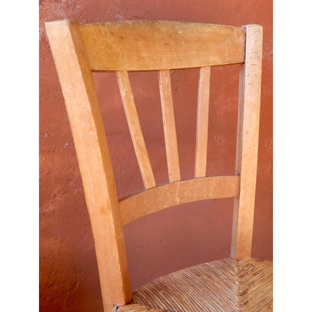 Textile Rustic Straw Chairs, 1950s, Set of 5 For Sale - Image 7 of 11