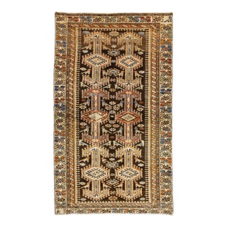 Vintage Brown Hamadan Persian Wool Rug With a Tribal Pattern For Sale