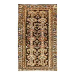 Vintage Brown Hamadan Persian Wool Rug With a Tribal Pattern