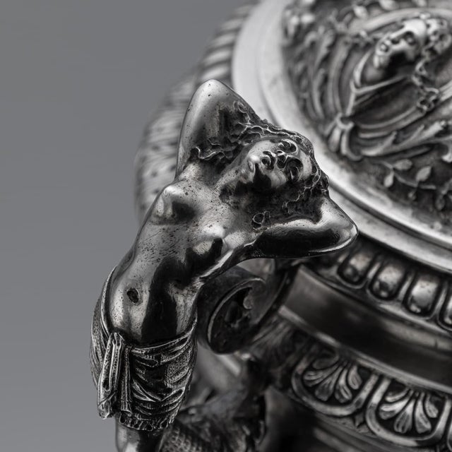 Antique Italian Silver Repoussé & Chased Covered Urn, 1870s For Sale - Image 14 of 18
