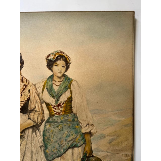 Paint Antique Watercolor Painting by Clelia Bompiani-Battaglia For Sale - Image 7 of 11