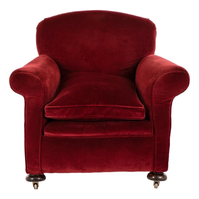 Victorian Red Velvet Armchair For Sale
