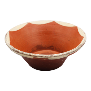 19th Century Portuguese Tan & Orange Terracotta Dairy Bowl, Earthenware