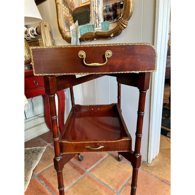 Early 20th Century Ferguson Bros. Tiered Patial Gilt Mahogany Folding Rafraichissoir Butler Tray Trolley For Sale - Image 9 of 16