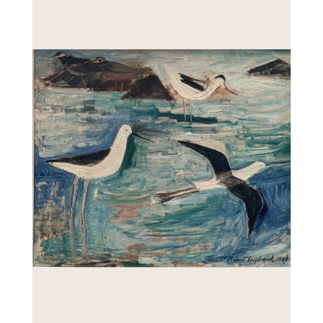 Rupert Shephard, Avocets and Stilts, 1970s, Oil on Canvas For Sale - Image 4 of 5