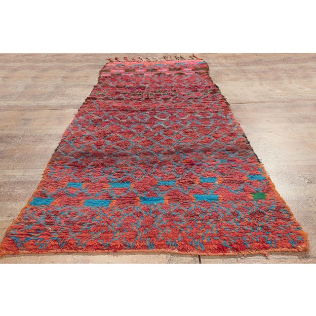 Vintage Boujad Boucherouite Moroccan Rug, 03'03 X 09'03 For Sale - Image 9 of 10