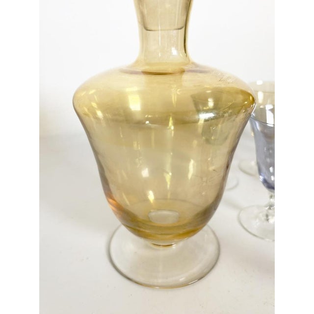 Decanter Canister with Colored Glasses, France, 1960s, Set of 9 For Sale - Image 10 of 12