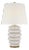 Kelly Wearstler by Visual Comfort Signature Phoebe Cordless Stacked Table Lamp in Antiqued White Ceramic with Linen Shade For Sale