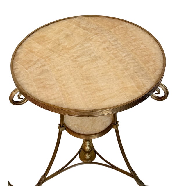 Louis XVI Directoire Style Gilt Metal & Honey Onyx Guéridon Side Tables - A Pair For Sale - Image 13 of 18