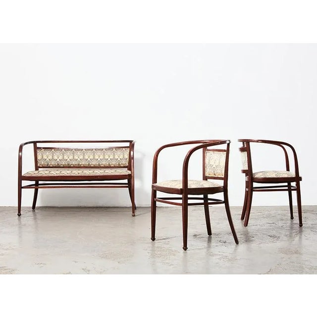 Wiener Secession Seating Set by Otto Wagner for Mundus Austria, 1903, Set of 3 For Sale - Image 5 of 12