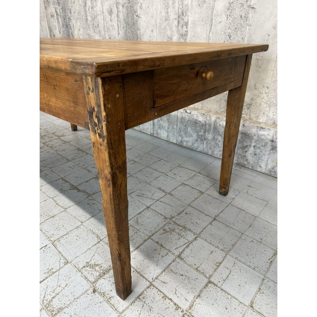 Brown Kitchen Dining Table or Desk with 3 Drawers and Tapered Legs, 1890s For Sale - Image 8 of 17