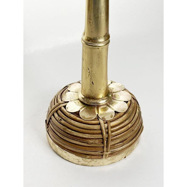 Brass and Rattan Candleholder in the style of Gae Aulenti, France, 1970s For Sale - Image 10 of 11