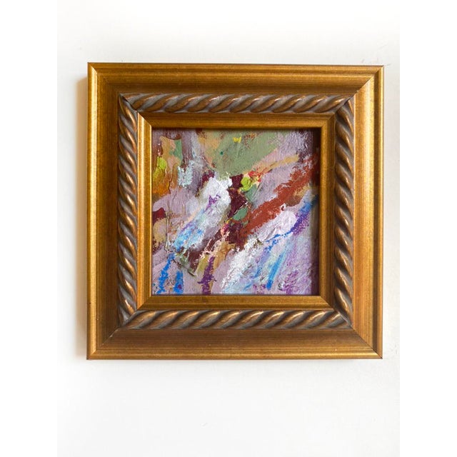 Abstract "Holding on to Summer" Pair of Framed Mini Paintings by Jessalin Beutler For Sale - Image 3 of 5