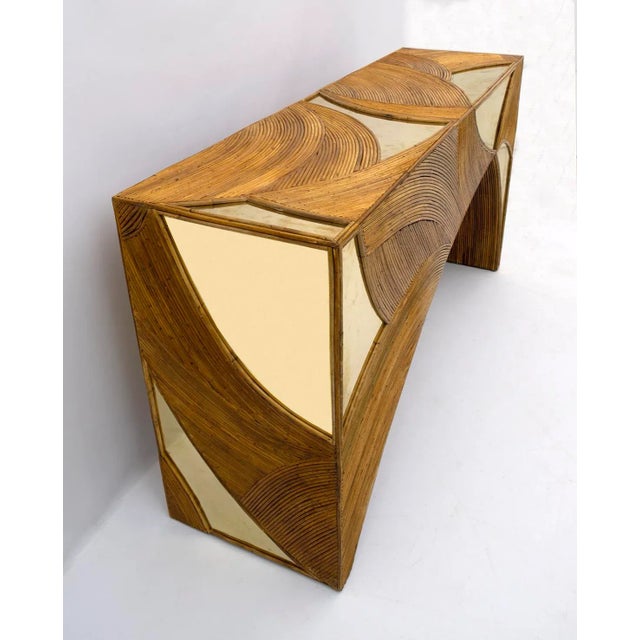 Brown Central Console in Rattan & Brass from Vivai del Sud, 1970s For Sale - Image 8 of 10
