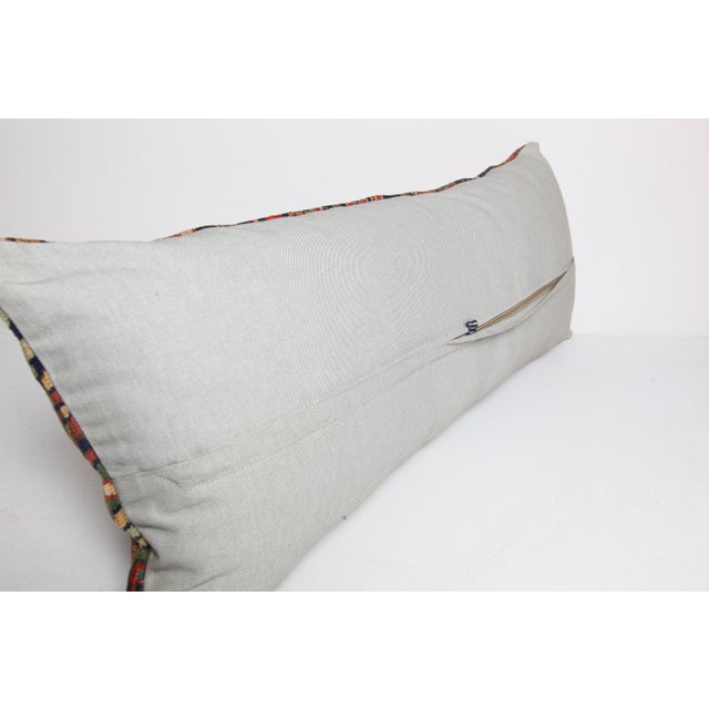 Antique Handwoven Tribal Throw Rug Pillow -16'' X 39'' For Sale - Image 11 of 11