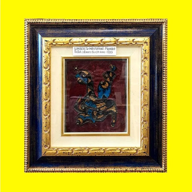 Umberto Mastroianni, Acco E Parabolica, 1980, Engraved and Colored Lead Painting, Framed For Sale - Image 15 of 15