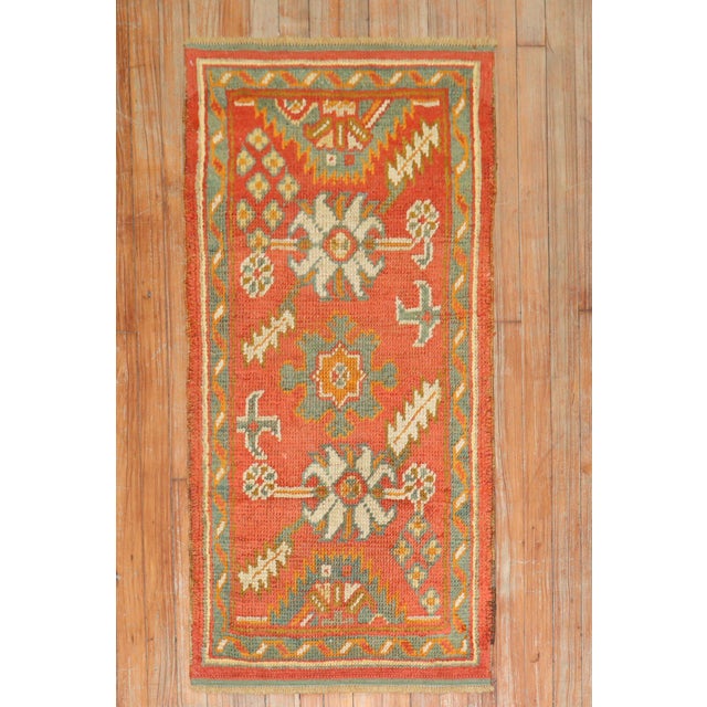 Textile Orange Antique Oushak Throw Rug For Sale - Image 7 of 18